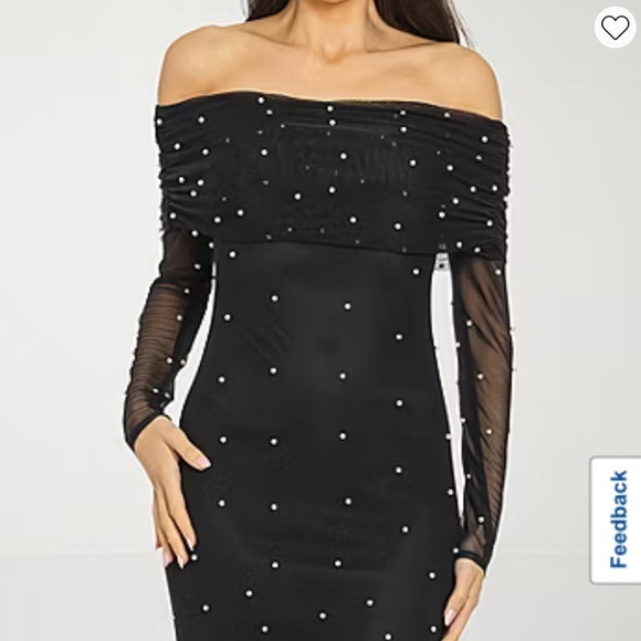 JCPenney Premier Amour Black Long Sleeve Off-Shoulder Dress, Size 12. Worn Once! - Picture 3 of 5
